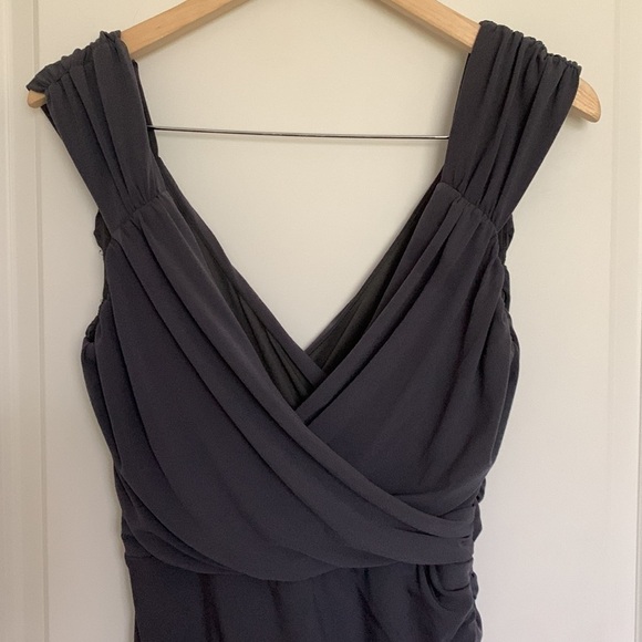 Boston Proper Women’s Sleeveless Rouched Dress Dark Grey XS - Picture 2 of 8